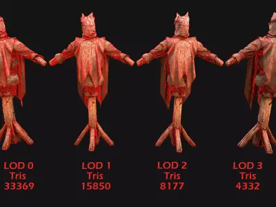 Medieval Wooden Fighting Dummy Mannequin Castle  Environment Low-poly 3D model