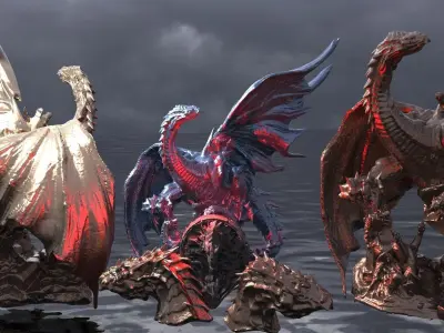 Great  Wyvern Arthurian Dragon Statue Collection  3D model