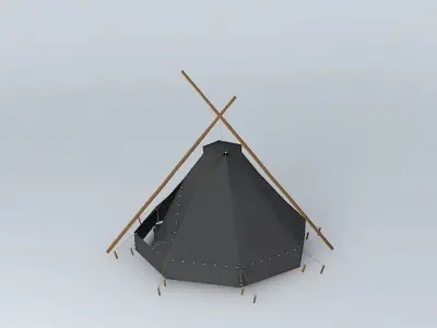 Kohte tent with external masts and 45cm side rim Free 3D model