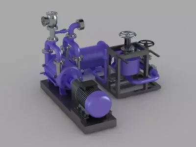 Steam-gas boilers filtration pipes plant facilities 3D model