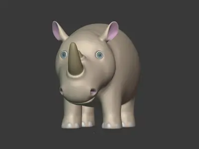  Cartoon Rhino Low-poly 3D model