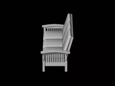 Slatted Outdoor park Bench Low-poly 3D model