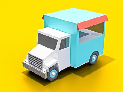 Cartoon Truck Low Poly 3D Model Free Free low-poly 3D model