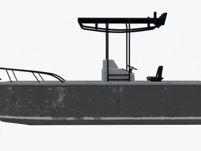 4K Small Aluminium Boat Low-poly 3D model