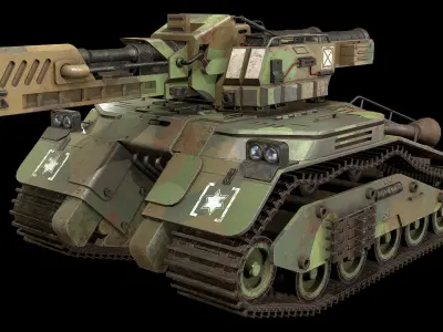 Tank Concept -3-Green-Camouflage Low-poly 3D model