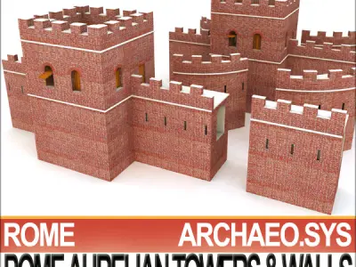 Rome City Towers Walls Aurelian 3D model