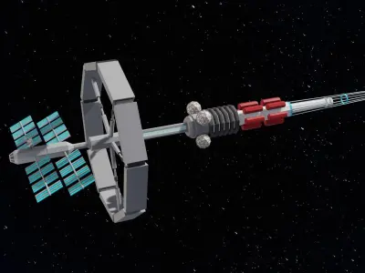 Orbital spaceship Low-poly 3D model