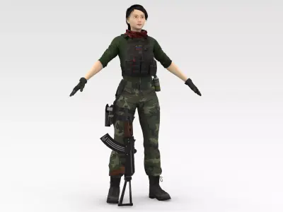 Female Soldier 3D model