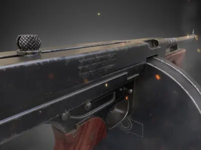 1921 Thompson submachine gun Low-poly 3D model