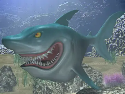 Cartoon Shark Rigged Low-poly 3D model