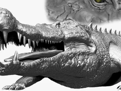 Dinosaur Deinosuchus Riograndensis Sculpt Project 3D model