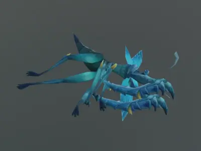 Blue Ray Mantis Fantasy Low-poly 3D model