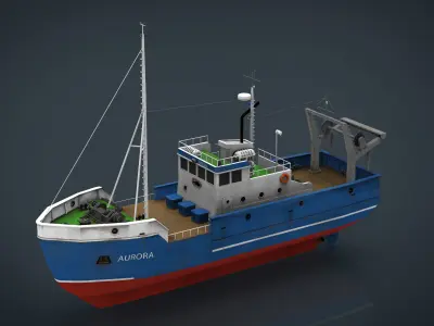 Fish Boat Low-poly 3D model
