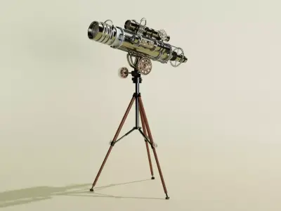 Antique Tripod Telescope - 3d Model Free 3D model
