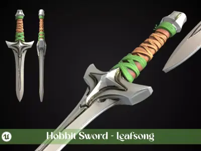 Stylized Hobbit Sword - Leafsong - Game Ready 3D model