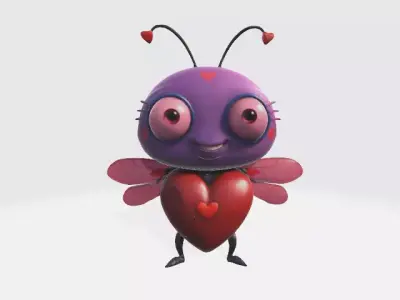 cartoon love bug Low-poly 3D model