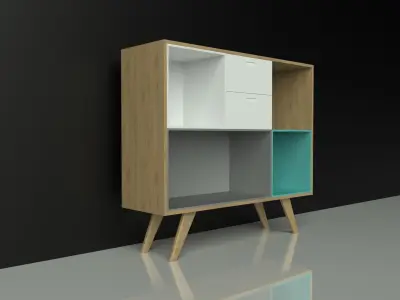 Commode cabinet - wood - colorful - furniture set - Artrzcinski Low-poly 3D model