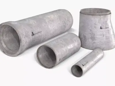 Concrete Pipe Set Low-poly 3D model