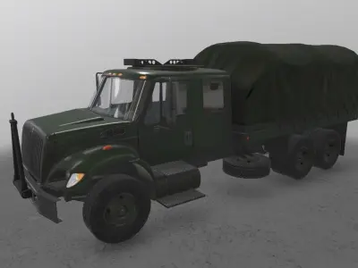 Military Truck Green Low-poly 3D model