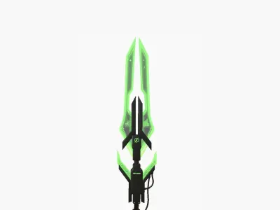 SciFi War Spear A03 Black Green - Character Design Fashion Low-poly 3D model