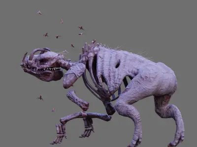 Undead Boar Skeleton Low-poly 3D model