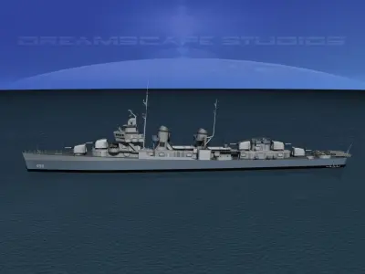 Fletcher Class Destroyer DD-499 USS Renshaw 3D model