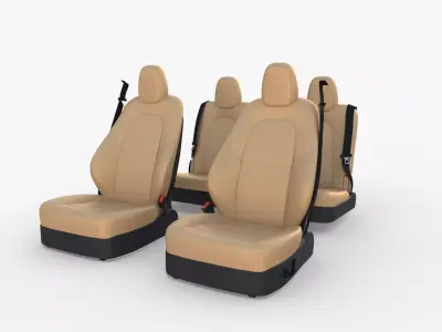 Tesla Model Y Seats Cream 3D model