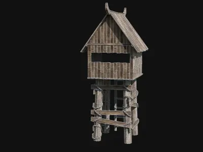 VIKING NORSE WATCHTOWER TOWER HOUSE MEDIEVAL CITY COLLECTION Low-poly 3D model