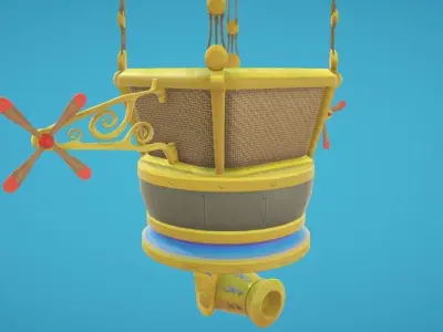 Hot Air Balloon - Hand-Painted Low-poly 3D model