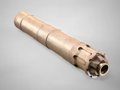 Rugged Obsidian Silencer - 9mm Hundgun Suppressor AAA Low-poly 3D model