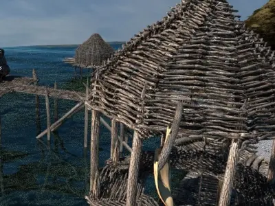 Watch Tower and Bridge Low-poly 3D model