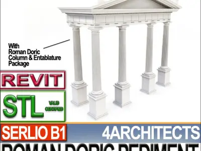 Roman Doric Pediment Serlio Block B1 3D print model