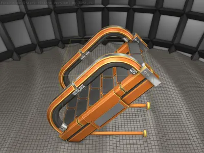 Sci-Fi Stairs - 9 - Orange Version Low-poly 3D model