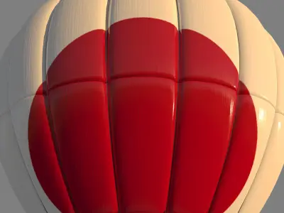 JaponFlag-Parachute hot air balloon with japanese flag 3D model