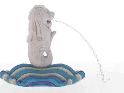 Merlion Fountain Water Spray Small 3D model