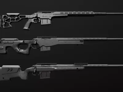 Remington 700 Sniper Rifle Low-poly 3D model