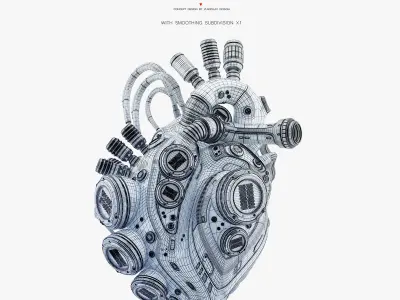 Black robotic heart II 3D model