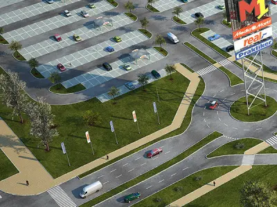 Retail Store Mall M1 Full Textured Scene Low-poly 3D model