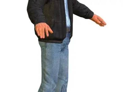 LowPoly Man Body Leather Jacket Low-poly 3D model