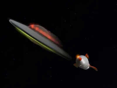 Spaceship and UFO Low-poly 3D model