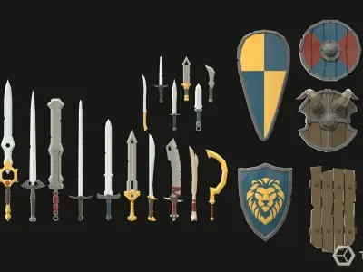 Fantasy Weapons LowPoly Pack Low-poly 3D model