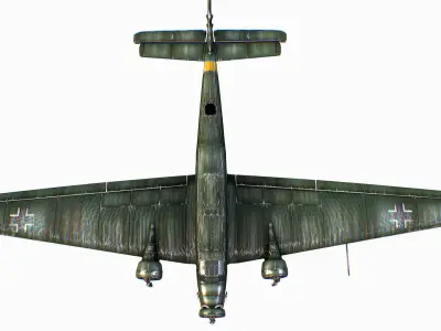 German transport aircraft Junkers Tante Ju 52 Low-poly 3D model