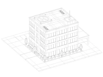 Low Poly Hospital building Low-poly 3D model