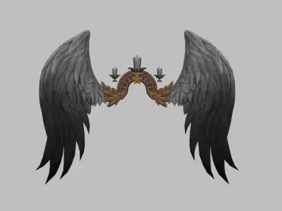 Black-White Wing Low-poly 3D model