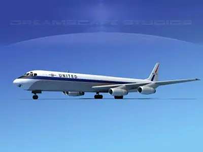 Douglas DC-8-63F United 3D model