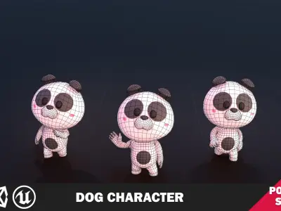 Funny Dog Character Low-poly 3D model