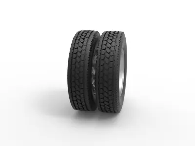 10 Triangular Hole Rear double wheel of semi truck Scale 1 to 25 3D print model