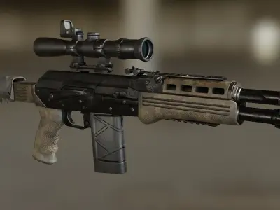 AK-74 458 SOCOM - Two variants Low-poly 3D model