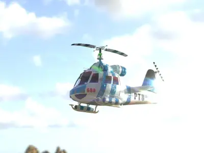 Low poly Game-ready cartoon Helicopter Low-poly 3D model