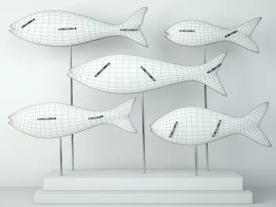 Mango Wood Fish Statue 3D model